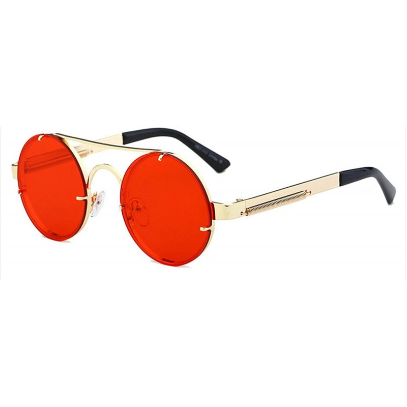 Square Retro SteamPunk Sunglasses Men Red Round Sun Glasses Women Vintage Metal Sunglass UV400 Shades 1156R - CT197Y7S79N $25.60