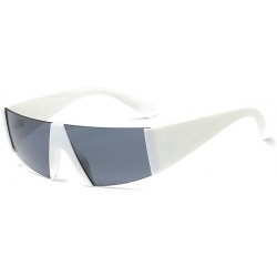 Rectangular Fashion Lady Half Frame Square Brand Designer Sunglasses Retro Flat Top One Piece Mens Goggle UV400 - White - CG1...