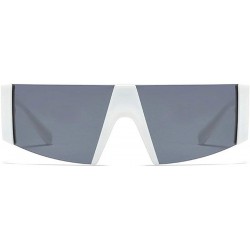 Rectangular Fashion Lady Half Frame Square Brand Designer Sunglasses Retro Flat Top One Piece Mens Goggle UV400 - White - CG1...