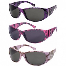 Oval Women Wrap Style Sunglasses Pink Camo Design Sunglasses Purple for Women - Pink/Dark Grey - CJ12J3FC9RL $12.54