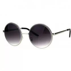 Round Womens Fashion Sunglasses Round Circle Frame Beveled Lens Shades UV 400 - Silver (Smoke) - C9186AZS5R4 $19.91