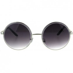 Round Womens Fashion Sunglasses Round Circle Frame Beveled Lens Shades UV 400 - Silver (Smoke) - C9186AZS5R4 $12.00