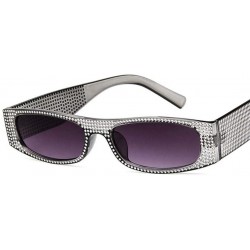 Square Sunglasses-Pearl Rivet Rectangle Sunglasses Luxury Sun Cover Summer Fashion Casual Glasses (C) - C - CZ18R53U4S5 $9.55