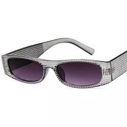 Square Sunglasses-Pearl Rivet Rectangle Sunglasses Luxury Sun Cover Summer Fashion Casual Glasses (C) - C - CZ18R53U4S5 $17.50