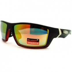 Wrap Mens Sunglasses Sporty Fashion Wrap Frame Reflective Lens - Black Red - CC11HHPFCPL $8.00