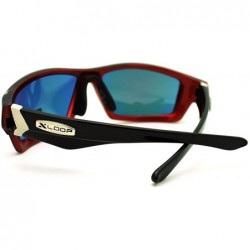 Wrap Mens Sunglasses Sporty Fashion Wrap Frame Reflective Lens - Black Red - CC11HHPFCPL $8.00