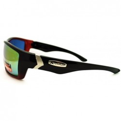 Wrap Mens Sunglasses Sporty Fashion Wrap Frame Reflective Lens - Black Red - CC11HHPFCPL $8.00