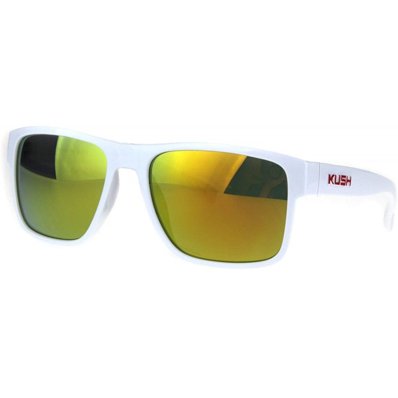 Sport Mens White Kush Color Mirror Rectangular Sport Gangster Sunglasses - Orange Red - CH186457MHA $10.74