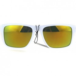 Sport Mens White Kush Color Mirror Rectangular Sport Gangster Sunglasses - Orange Red - CH186457MHA $10.74