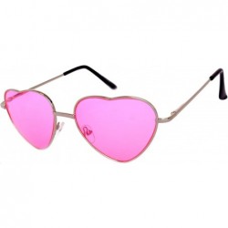 Sport Heart Retro Vintage Party Sunglasses Silver Frame Pink Lens Brand - C5185ULHK0N $19.87