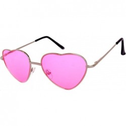 Sport Heart Retro Vintage Party Sunglasses Silver Frame Pink Lens Brand - C5185ULHK0N $8.59