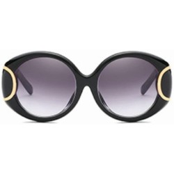 Oval New metal buckle women's European and American style sunglasses - Black - C018GA3HWHA $11.66