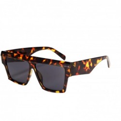 Oval Oversized Sunglasses for Women Men Square Flat Top Design Fashion Shades - Leopard - CS18UYE6ZAT $23.92