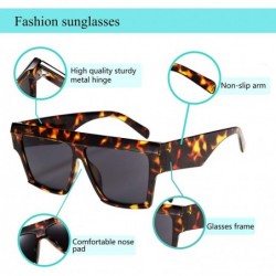 Oval Oversized Sunglasses for Women Men Square Flat Top Design Fashion Shades - Leopard - CS18UYE6ZAT $11.49