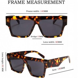 Oval Oversized Sunglasses for Women Men Square Flat Top Design Fashion Shades - Leopard - CS18UYE6ZAT $11.49