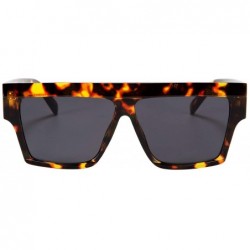 Oval Oversized Sunglasses for Women Men Square Flat Top Design Fashion Shades - Leopard - CS18UYE6ZAT $11.49