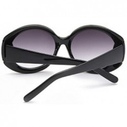 Oval New metal buckle women's European and American style sunglasses - Black - C018GA3HWHA $11.66