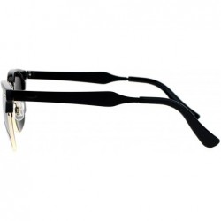 Wayfarer Silver Mirror Lens Half Horn Rim Classic Sunglasses - Shinny Black - CO12IS372XP $13.57