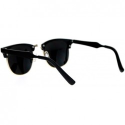 Wayfarer Silver Mirror Lens Half Horn Rim Classic Sunglasses - Shinny Black - CO12IS372XP $13.57