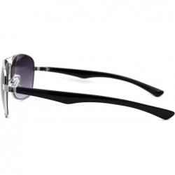 Rectangular Mens Rectangular Metal Rim Racer Pilots Sunglasses - Silver Smoke - CS195UDU6W3 $10.88