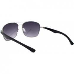 Rectangular Mens Rectangular Metal Rim Racer Pilots Sunglasses - Silver Smoke - CS195UDU6W3 $10.88