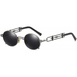 Oval Retro Steampunk sunglasses metal Round sunglasses for men women portection eyes Vintage sunglasses - 2 - CC18AU290QL $32.07