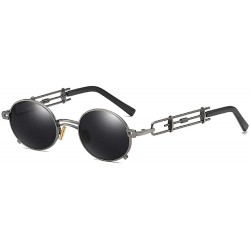 Oval Retro Steampunk sunglasses metal Round sunglasses for men women portection eyes Vintage sunglasses - 2 - CC18AU290QL $28.01