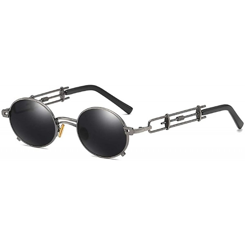 Oval Retro Steampunk sunglasses metal Round sunglasses for men women portection eyes Vintage sunglasses - 2 - CC18AU290QL $14.74