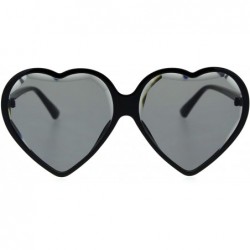 Oversized Beveled Diamond Cut Edge Heart Shape Plastic Valentines Sunglasses - All Black - CM18T0IKHMO $15.12