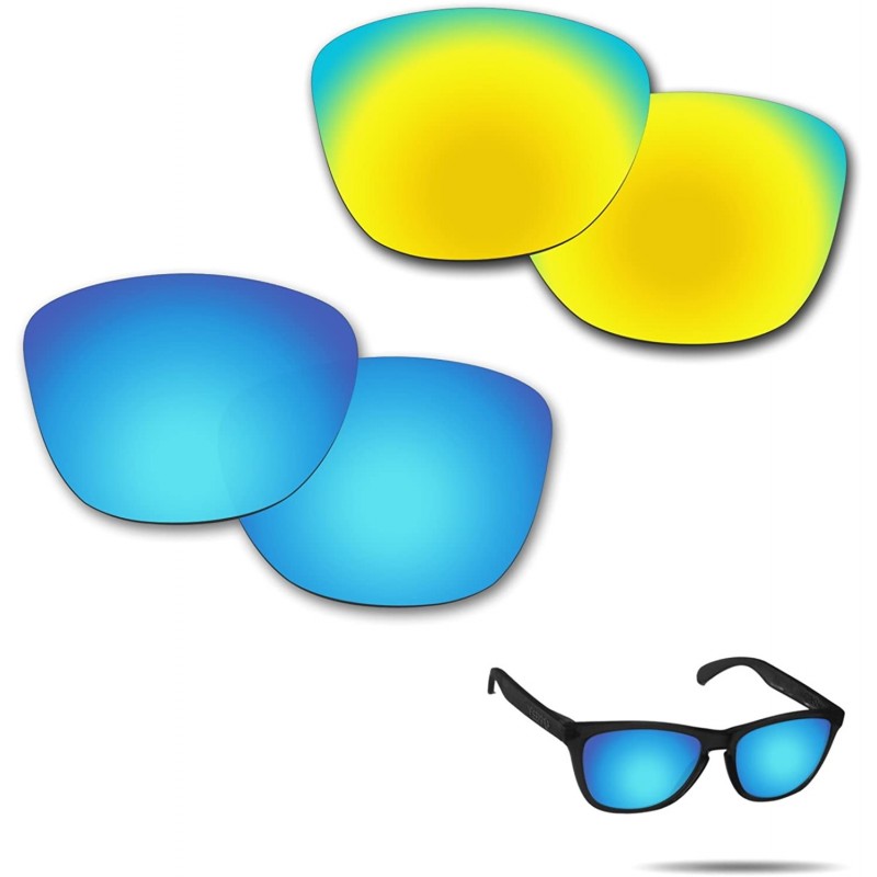 Shield Anti-Saltwater Polarized Replacement Lenses Frogskins Sunglasses 2 Pairs Packed - Ice Blue & 24k Gold - CB1850EXSGA $2...