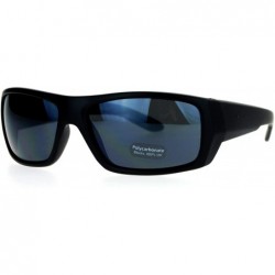 Sport Classic Mens Rectangular Sport Biker Warp Sunglasses - Matte Black - CL120FSC29Z $17.59