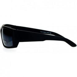 Sport Classic Mens Rectangular Sport Biker Warp Sunglasses - Matte Black - CL120FSC29Z $11.33