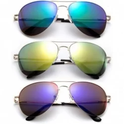 Aviator Fax Flash Aviator Design Spring Hinge Flash Mirror Lenses - 3 Pack Green- Yellow & Purple - CK1853CGWCY $16.63