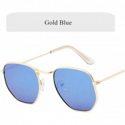 Semi-rimless Vintage Polygon Sunglasses Women Men Metal Frame Sun Glasses Ladies UV400 Luxury Polygonal Sunglass Male - C6198...