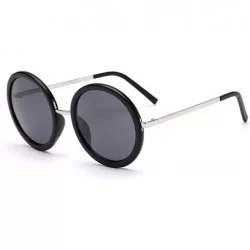 Round Vintage Round Sunglasses for Women UV Protection Circle Frame Sun Glasses - C4 Matte Black Frame Silver Leg - CP18I0NRT...
