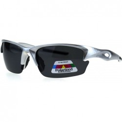 Sport Polarized Antiglare Mens Baseball Half Rim Sport Light Weight Sunglasses - Silver Black - C418G6C34D7 $14.43