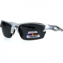Sport Polarized Antiglare Mens Baseball Half Rim Sport Light Weight Sunglasses - Silver Black - C418G6C34D7 $23.54