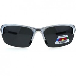 Sport Polarized Antiglare Mens Baseball Half Rim Sport Light Weight Sunglasses - Silver Black - C418G6C34D7 $14.43