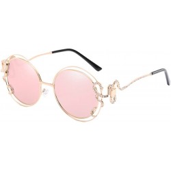 Round Summer Fashion Ladies Eyewear Designer Round Sunglasses Goggles Outdoor - Gloden&pink - C118DLY0GUH $15.15