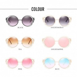 Round Summer Fashion Ladies Eyewear Designer Round Sunglasses Goggles Outdoor - Gloden&pink - C118DLY0GUH $15.15