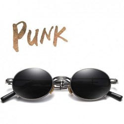 Oval Retro Steampunk sunglasses metal Round sunglasses for men women portection eyes Vintage sunglasses - 2 - CC18AU290QL $14.74