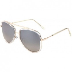Aviator Oceanic Color Double Plastic Metal Rim Crystal Aviator Sunglasses - Brown - CT190OCGAZD $12.74