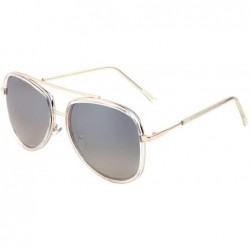 Aviator Oceanic Color Double Plastic Metal Rim Crystal Aviator Sunglasses - Brown - CT190OCGAZD $26.54