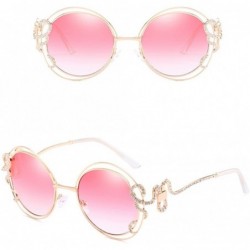 Round Summer Fashion Ladies Eyewear Designer Round Sunglasses Goggles Outdoor - Gloden&pink - C118DLY0GUH $15.15