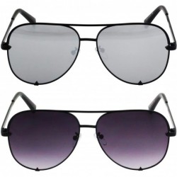 Aviator Designer Sunglasses Oversized Protection - Silver and Black/Gradient - CQ18T95Z3I9 $34.88