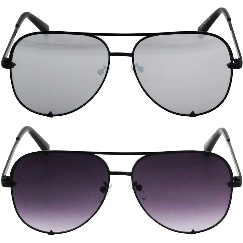 Aviator Designer Sunglasses Oversized Protection - Silver and Black/Gradient - CQ18T95Z3I9 $19.53