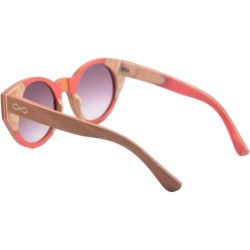 Round Retro Round Frame Sunglasses Polychrome Skate Polarized Wooden Glasses with Case-5004 - CM127R8WDBN $36.44