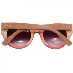 Round Retro Round Frame Sunglasses Polychrome Skate Polarized Wooden Glasses with Case-5004 - CM127R8WDBN $36.44