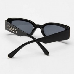 Square Women Narrow Oval Sunglasses Square Frame Shades Sports UV400 SunGlasses Goggles Eyeglasses - Black - CY18U8ZIO8Z $10.14