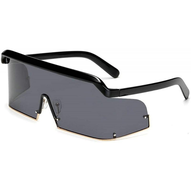 Oversized Vintage Oversized Windproof Sunglasses Polarized - Black - C418XL770L6 $30.27